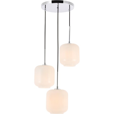 Collier 3 Light Chrome And Frosted White Glass Pendant